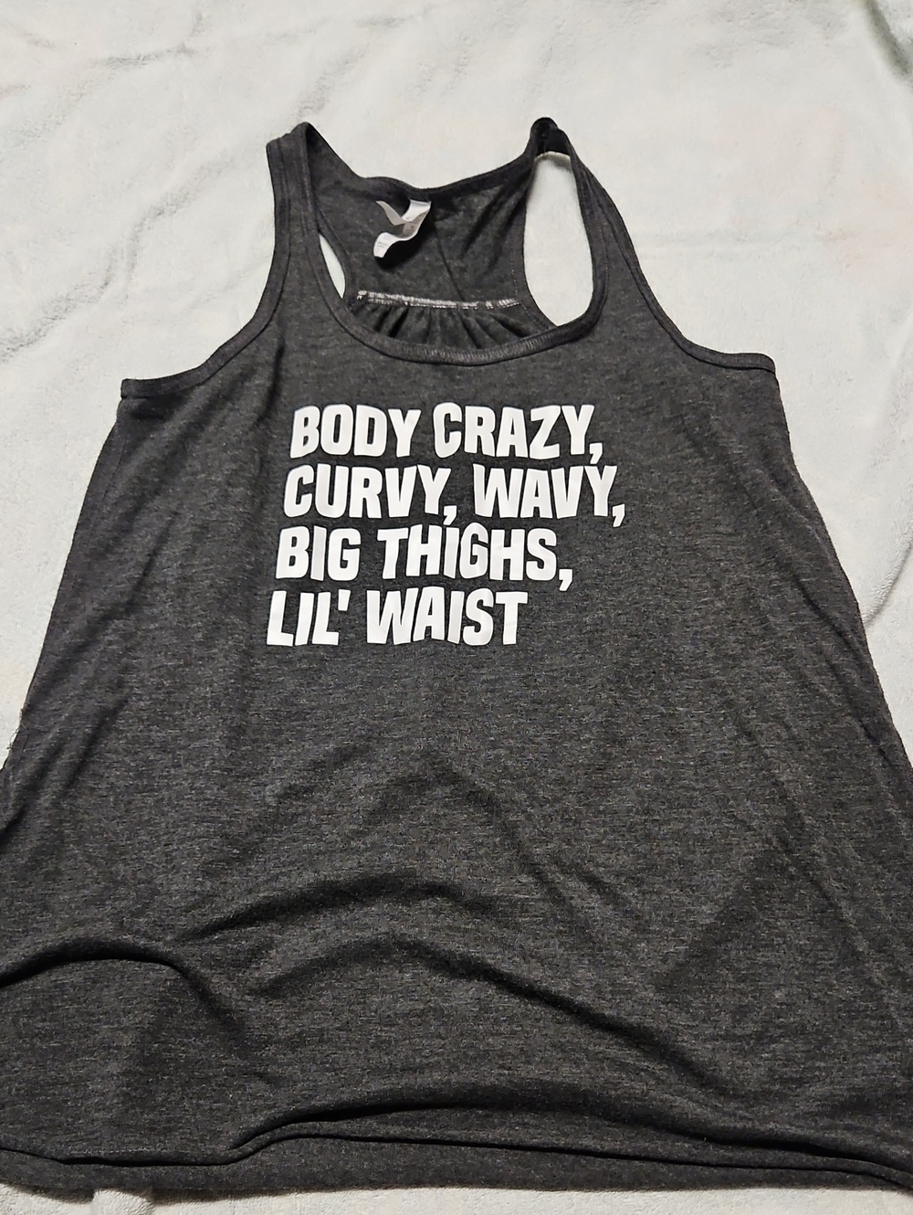Constantly Varied Gear Dark Gray Racerback Tank with White Graphic
